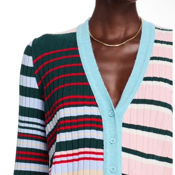 NWT Aldo Martins Talo Striped Multicolor Button Cardigan in Striped Powder - Picture 4 of 10